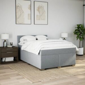 Giroletto a Molle con Materasso Grigio Chiaro160x200 cm Tessuto