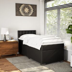 Giroletto a Molle con Materasso Nero 90x200 cm in Similpelle