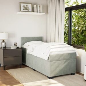 Giroletto a Molle con Materasso Grigio Chiaro 90x200 cm Velluto