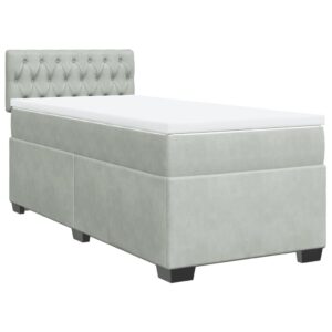 Giroletto a Molle con Materasso Grigio Chiaro 90x200 cm Velluto