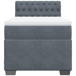 Giroletto a Molle con Materasso Grigio Scuro 90x200 cm Velluto