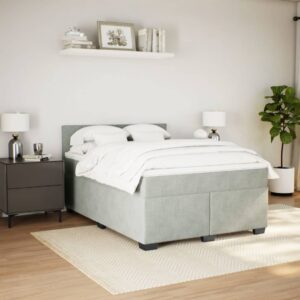 Giroletto a Molle con Materasso Grigio Chiaro 160x200cm Velluto