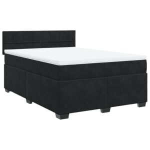 Giroletto a Molle con Materasso Nero 160x200 cm in Velluto