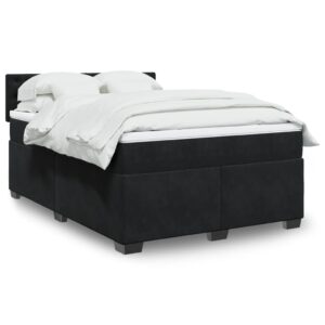 Giroletto a Molle con Materasso Nero 160x200 cm in Velluto