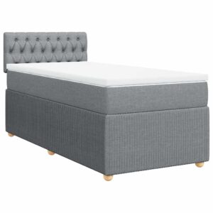 Giroletto a Molle con Materasso Grigio Chiaro 80x200 cm Tessuto