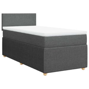 Giroletto a Molle con Materasso Grigio Scuro 90x200 cm Tessuto