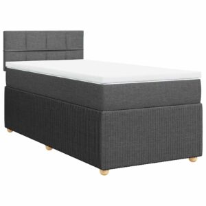 Giroletto a Molle con Materasso Grigio Scuro 90x200 cm Tessuto