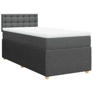 Giroletto a Molle con Materasso Grigio Scuro 90x200 cm Tessuto