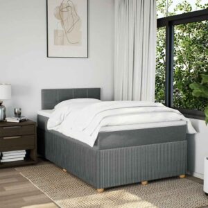 Giroletto a Molle con Materasso Grigio Scuro 120x190cm Tessuto
