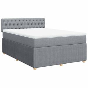 Giroletto a Molle con Materasso Grigio Chiaro 140x200cm Tessuto