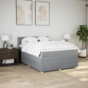 Giroletto a Molle con Materasso Grigio Chiaro 160x200cm Tessuto
