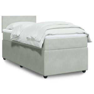 Giroletto a Molle con Materasso Grigio Chiaro 90x190 cm Velluto