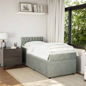 Giroletto a Molle con Materasso Grigio Chiaro 90x190 cm Velluto