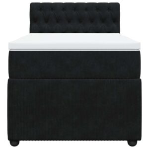 Giroletto a Molle con Materasso Nero 90x200 cm in Velluto