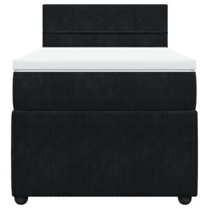 Giroletto a Molle con Materasso Nero 90x200 cm in Velluto