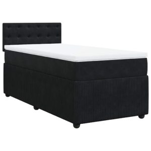 Giroletto a Molle con Materasso Nero 100x200 cm in Velluto