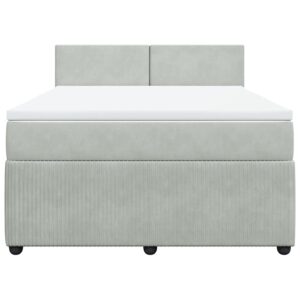 Giroletto a Molle con Materasso Grigio Chiaro 140x190cm Velluto