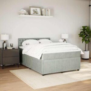 Giroletto a Molle con Materasso Grigio Chiaro 140x190cm Velluto