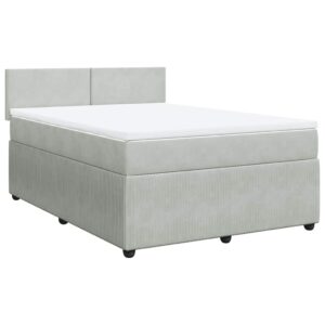Giroletto a Molle con Materasso Grigio Chiaro 140x200cm Velluto