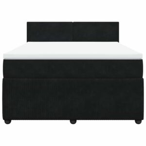 Giroletto a Molle con Materasso Nero 160x200 cm in Velluto