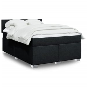Giroletto a Molle con Materasso Nero 160x200 cm in Tessuto