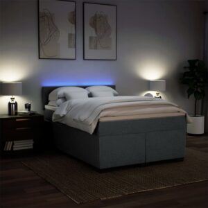 Giroletto a Molle con Materasso Grigio Scuro 160x200 cm Tessuto