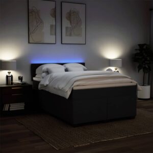 Giroletto a Molle con Materasso Nero 160x200 cm in Tessuto