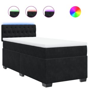 Giroletto a Molle con Materasso Nero 90x200 cm in Velluto