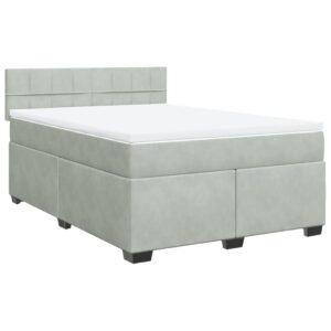Giroletto a Molle con Materasso Grigio Chiaro 160x200cm Velluto