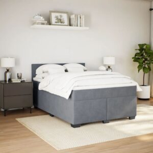 Giroletto a Molle con Materasso Grigio Scuro 160x200 cm Velluto