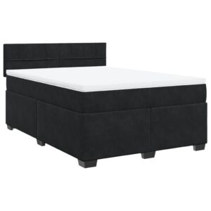 Giroletto a Molle con Materasso Nero 160x200 cm in Velluto