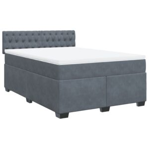 Giroletto a Molle con Materasso Grigio Scuro 160x200 cm Velluto