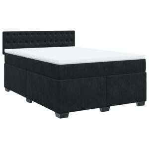 Giroletto a Molle con Materasso Nero 160x200 cm in Velluto
