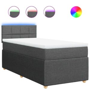 Giroletto a Molle con Materasso Grigio Scuro 90x190 cm Tessuto