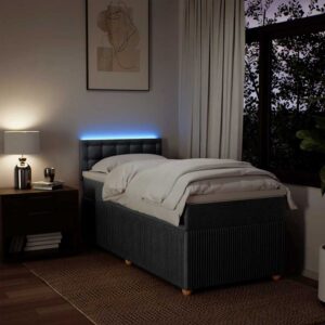 Giroletto a Molle con Materasso Grigio Scuro 90x190 cm Tessuto