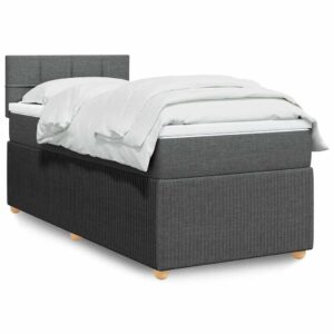 Giroletto a Molle con Materasso Grigio Scuro 90x200 cm Tessuto