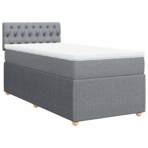 Giroletto a Molle con Materasso Grigio Chiaro 90x200 cm Tessuto