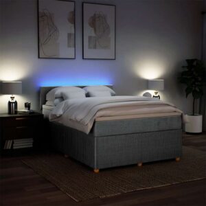 Giroletto a Molle con Materasso Grigio Chiaro 140x200cm Tessuto