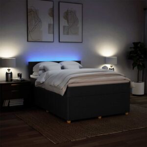 Giroletto a Molle con Materasso Nero 140x200 cm in Tessuto
