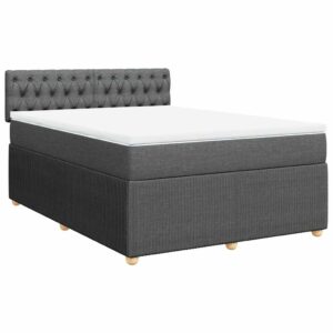 Giroletto a Molle con Materasso Grigio Scuro 140x200cm Tessuto