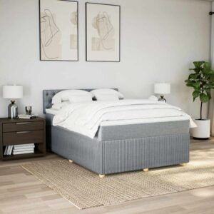 Giroletto a Molle con Materasso Grigio Chiaro 160x200cm Tessuto
