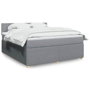Giroletto a Molle con Materasso Grigio Chiaro180x200 cm Tessuto