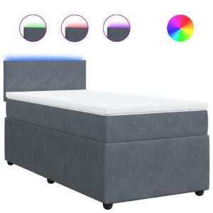 Giroletto a Molle con Materasso Grigio Scuro 90x190 cm Velluto