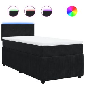Giroletto a Molle con Materasso Nero 90x190 cm in Velluto