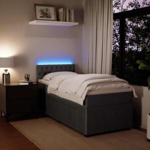Giroletto a Molle con Materasso Grigio Scuro 90x190 cm Velluto
