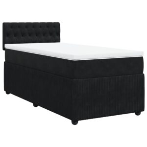 Giroletto a Molle con Materasso Nero 90x190 cm in Velluto