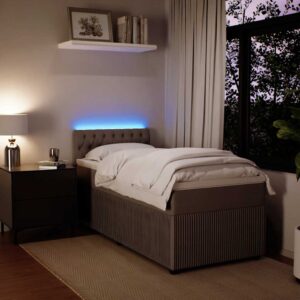 Giroletto a Molle con Materasso Grigio Chiaro 90x200 cm Velluto