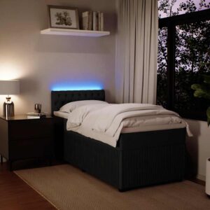 Giroletto a Molle con Materasso Nero 90x200 cm in Velluto