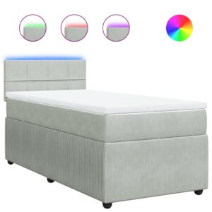 Giroletto a Molle con Materasso Grigio Chiaro 90x200 cm Velluto