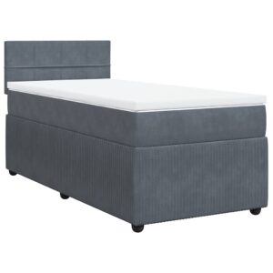 Giroletto a Molle con Materasso Grigio Scuro 90x200 cm Velluto